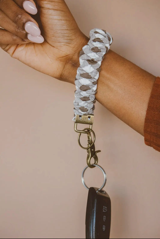 Brown Checkered Keychain